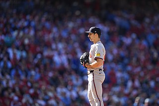 AP file photo by Matt Slocum / Atlanta Braves pitcher Spencer Strider led Major League Baseball in 2023 with 20 wins and 281 strikeouts, but the 25-year-old right-hander made just two starts this season before needing elbow surgery that will sideline him for the rest of the year.